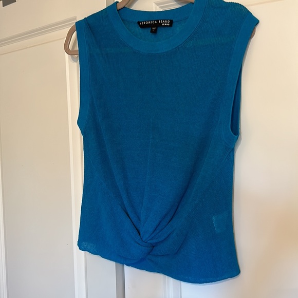 VERONICA BEARD
Kellen Turquoise Front Knot Sleeveless Sweater - Picture 5 of 5